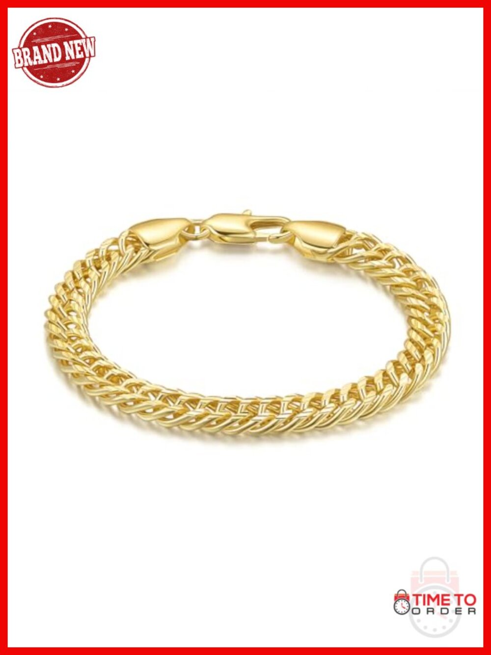 14K Gold Plated Cuban Link Chain Bracelet for Women Men Trendy 7in